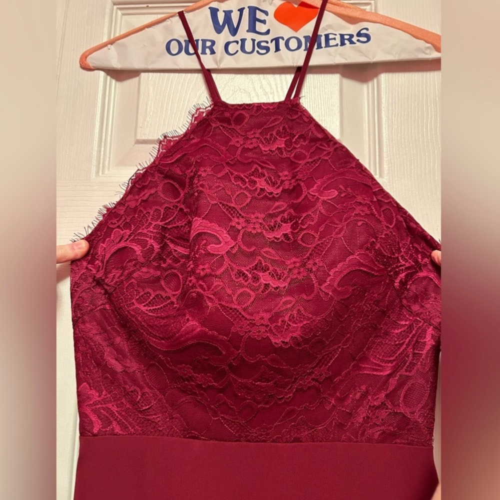Hayley Paige Burgundy Gown (Size 6)